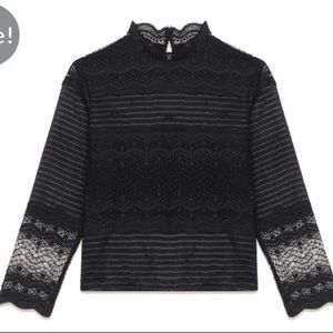MAJE loose fitting g black lace blouse